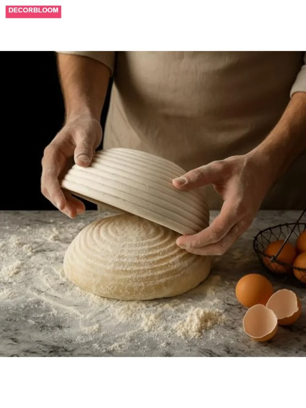 Rattan Bread Proofing Baskets with Liners, Set of 2, 9 Inch Round